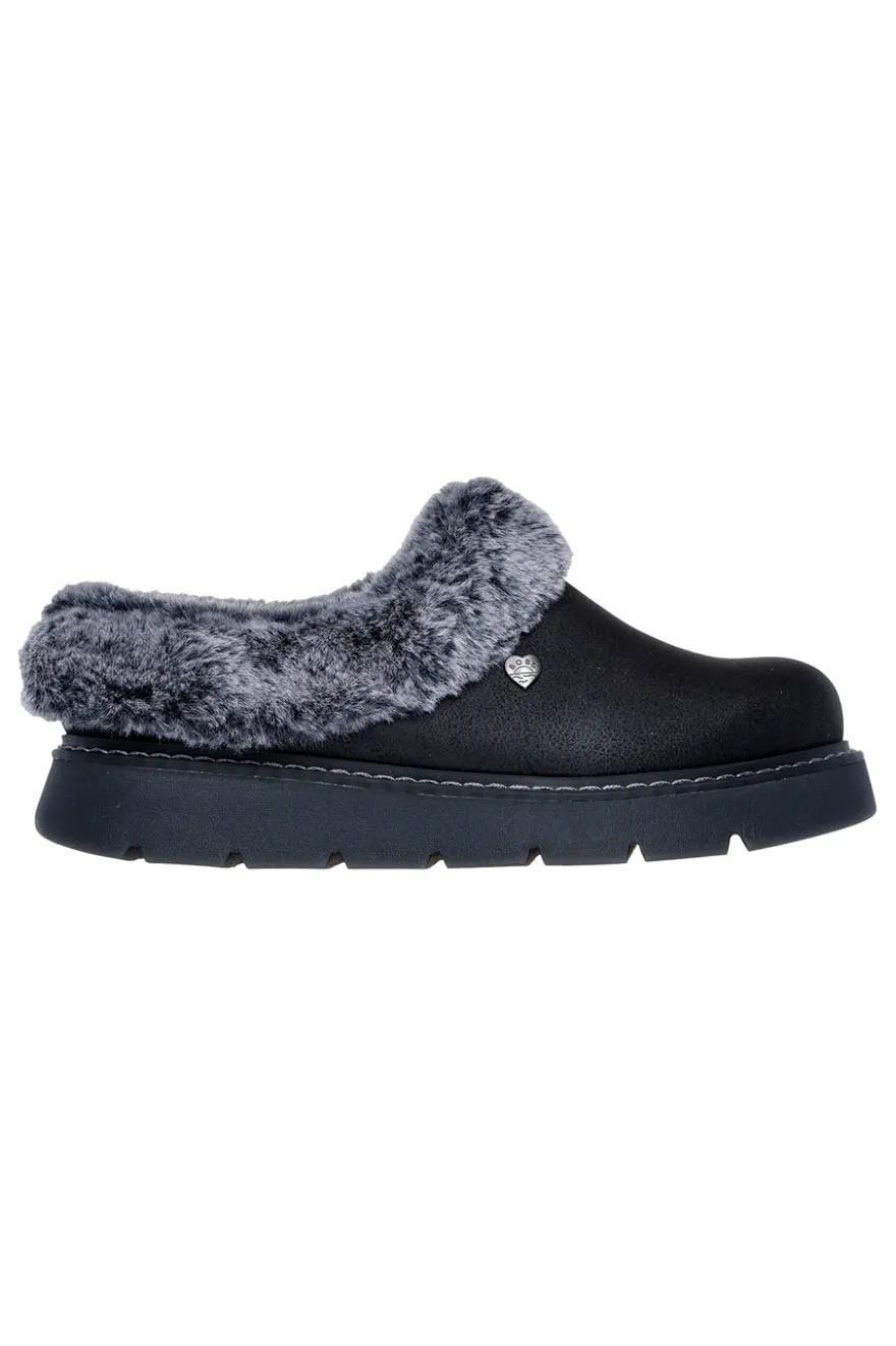 Skechers – Keepsakes Lite Cozy Blend – Pantoletten mit schwarzem Kunstfellfutter