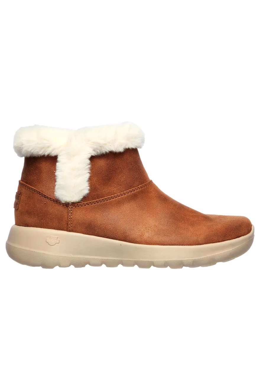 Skechers – On-the-GO – Joy Endeavor – Braune Stiefeletten mit Kunstpelzbesatz
