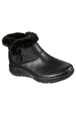 Skechers – On-the-GO – Joy Endeavor – Schwarze Stiefeletten mit Kunstpelzbesatz
