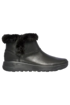 Skechers – On-the-GO – Joy Endeavor – Schwarze Stiefeletten mit Kunstpelzbesatz