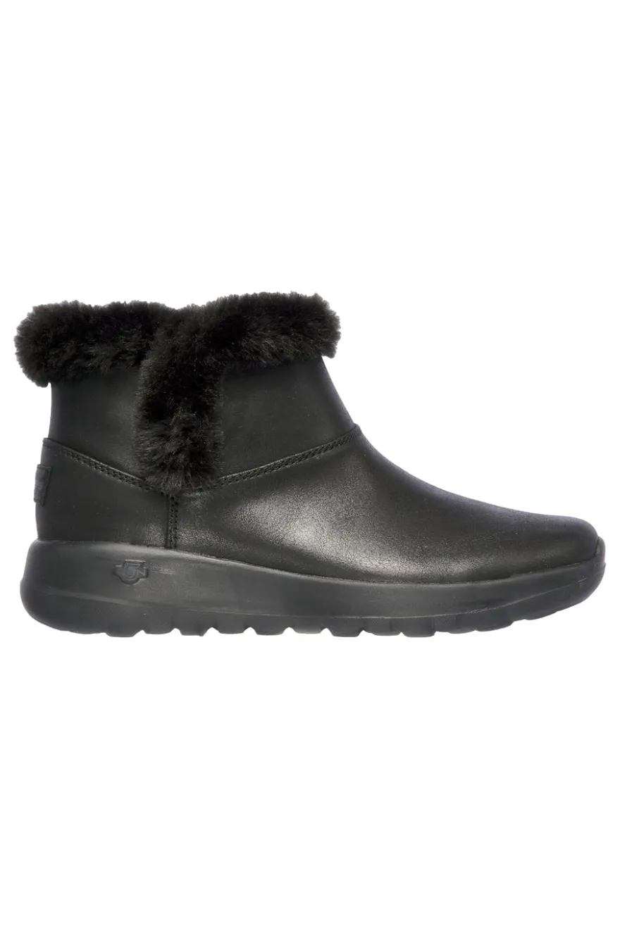 Skechers – On-the-GO – Joy Endeavor – Schwarze Stiefeletten mit Kunstpelzbesatz