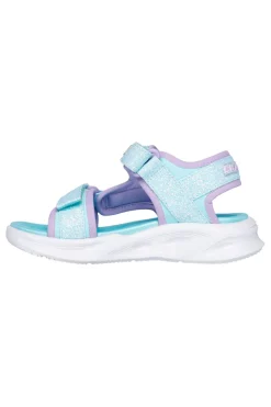 Skechers Kinder-Sandalen „S Lights“ in Hellblau mit offener Spitze und Klettverschluss: Sola Glow