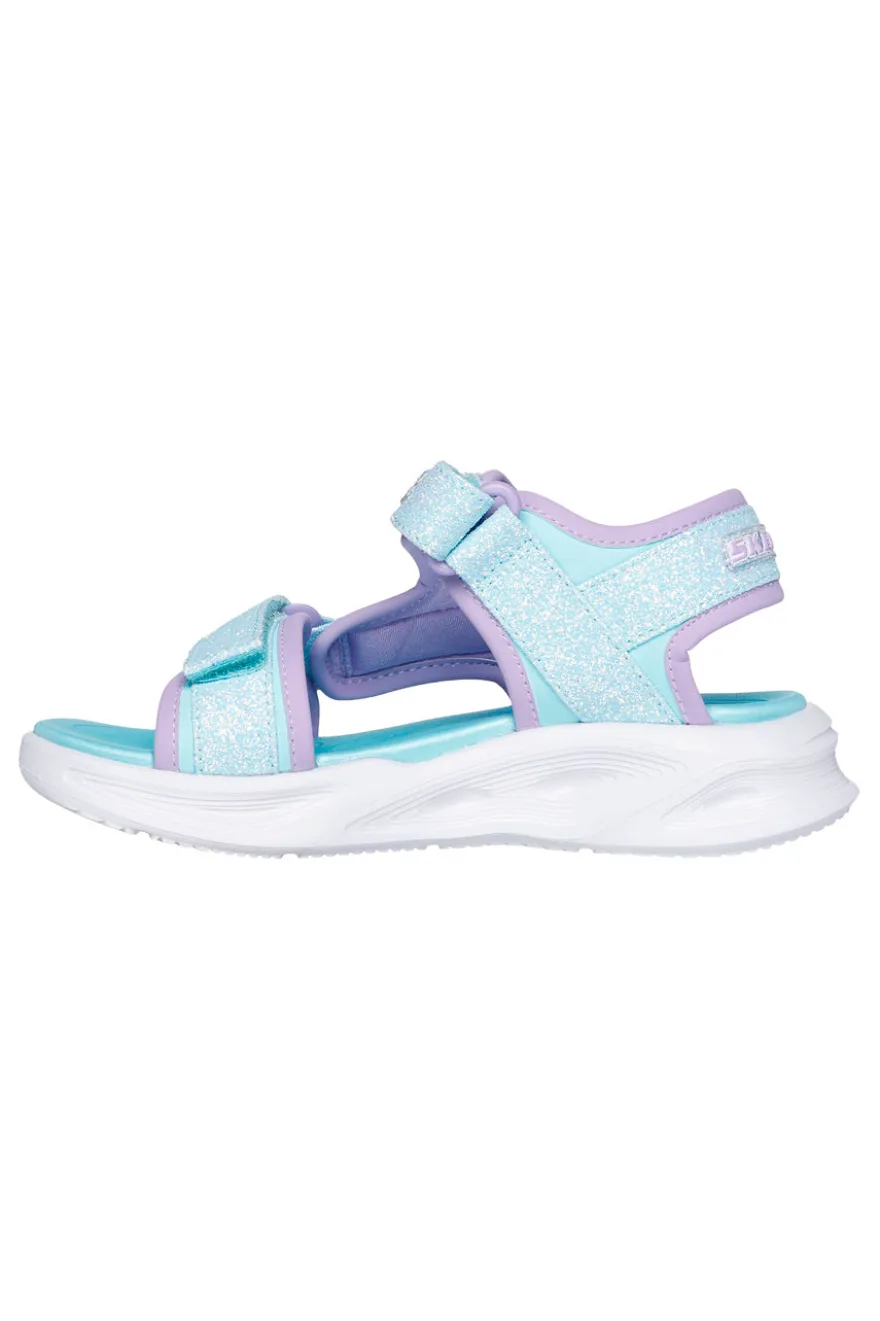Skechers Kinder-Sandalen „S Lights“ in Hellblau mit offener Spitze und Klettverschluss: Sola Glow