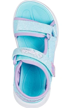 Skechers Kinder-Sandalen „S Lights“ in Hellblau mit offener Spitze und Klettverschluss: Sola Glow