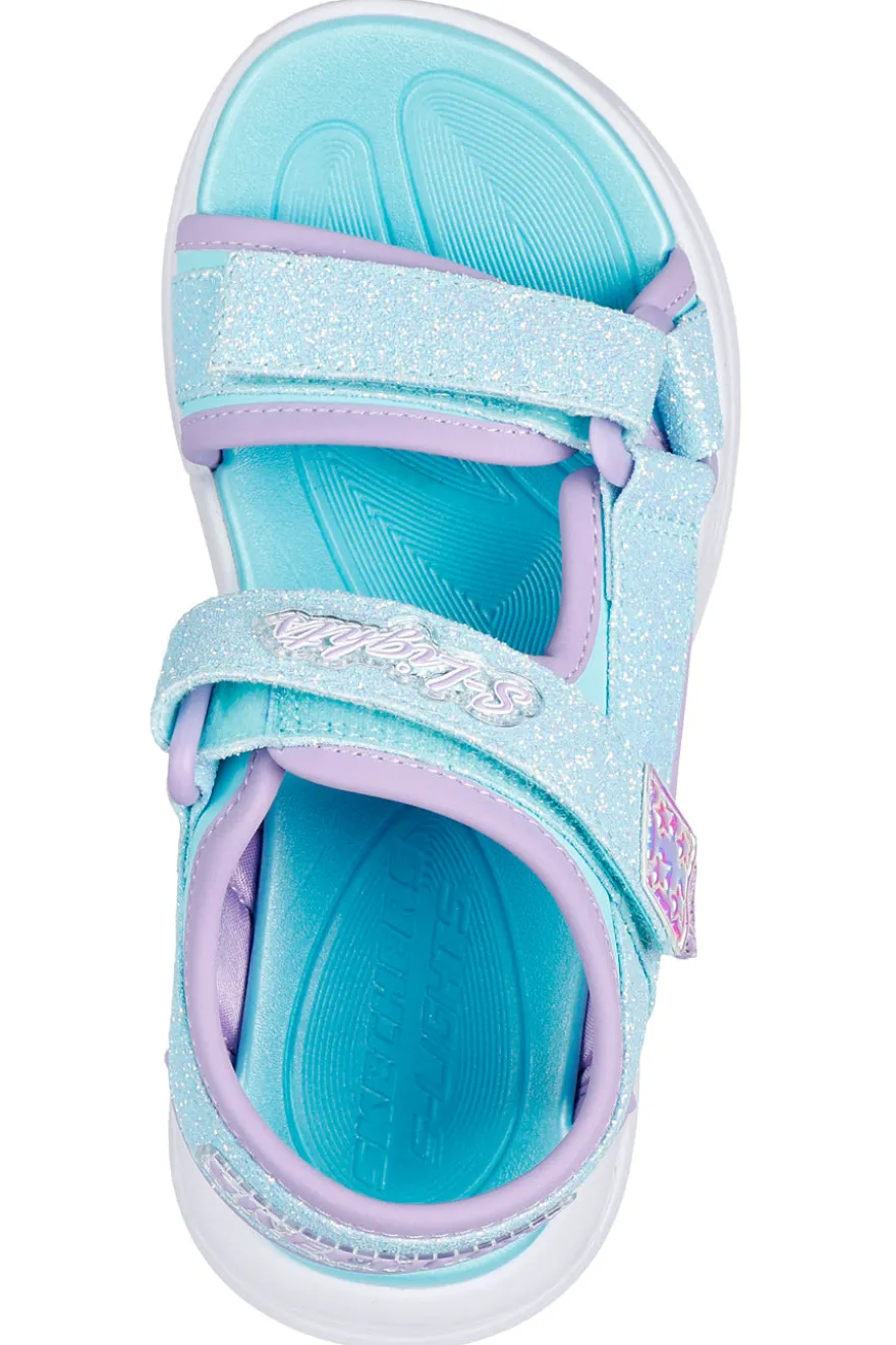 Skechers Kinder-Sandalen „S Lights“ in Hellblau mit offener Spitze und Klettverschluss: Sola Glow