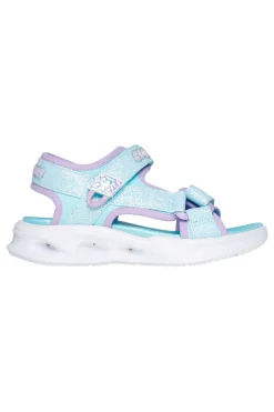 Skechers Kinder-Sandalen „S Lights“ in Hellblau mit offener Spitze und Klettverschluss: Sola Glow