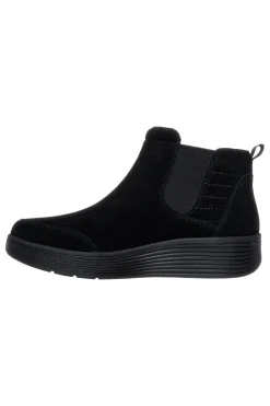 Skechers Laguna Harvest Moons Chelsea Boots aus schwarzem Leder mit Arch Fit Innensohle