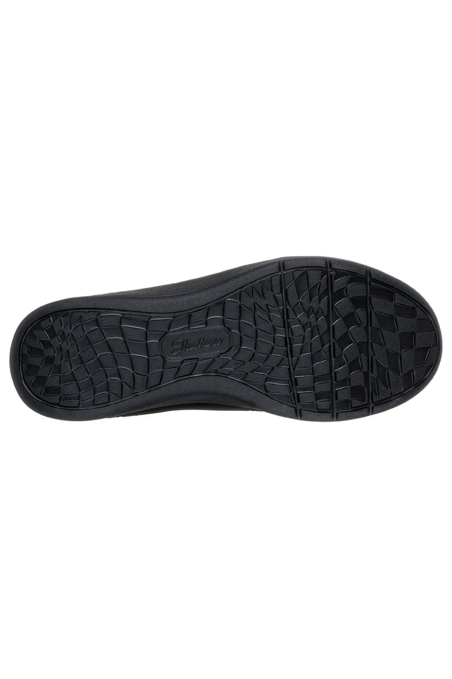 Skechers Laguna Harvest Moons Chelsea Boots aus schwarzem Leder mit Arch Fit Innensohle