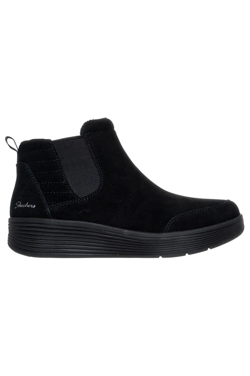 Skechers Laguna Harvest Moons Chelsea Boots aus schwarzem Leder mit Arch Fit Innensohle