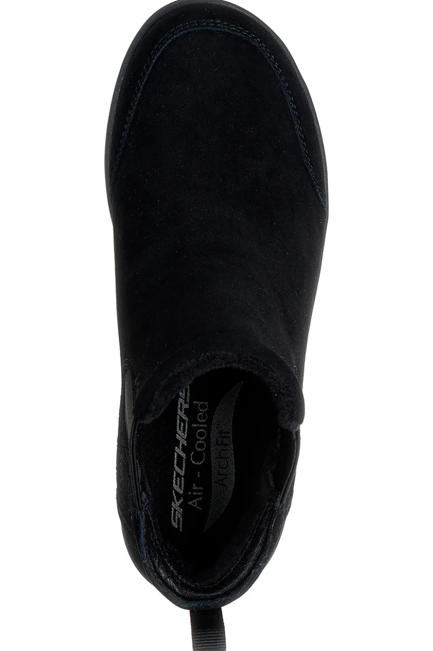 Skechers Laguna Harvest Moons Chelsea Boots aus schwarzem Leder mit Arch Fit Innensohle