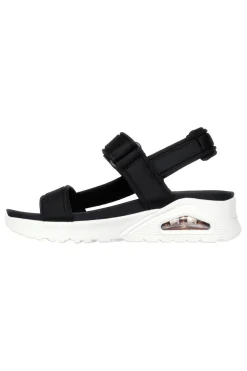 Skechers Uno – Summer Stand2 Vegane schwarze Sandalen mit Klettverschluss