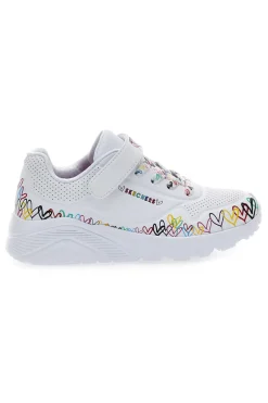 Skechers Uno Lite Weiße Sneakers mit Herzen und Memory Foam - Heart Craze