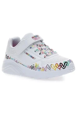 Skechers Uno Lite Weiße Sneakers mit Herzen und Memory Foam - Heart Craze