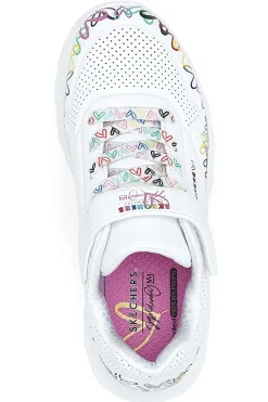 Skechers Uno Lite Weiße Sneakers mit Herzen und Memory Foam - Heart Craze