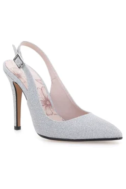 Slingback argento glitter con tacco alto Pittarello Romantic 5425