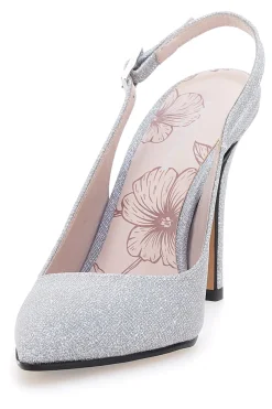 Slingback argento glitter con tacco alto Pittarello Romantic 5425