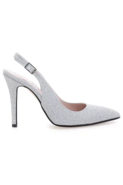 Slingback argento glitter con tacco alto Pittarello Romantic 5425