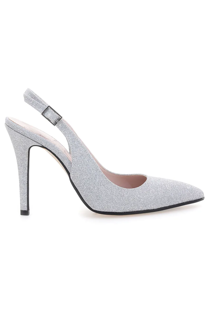 Slingback argento glitter con tacco alto Pittarello Romantic 5425