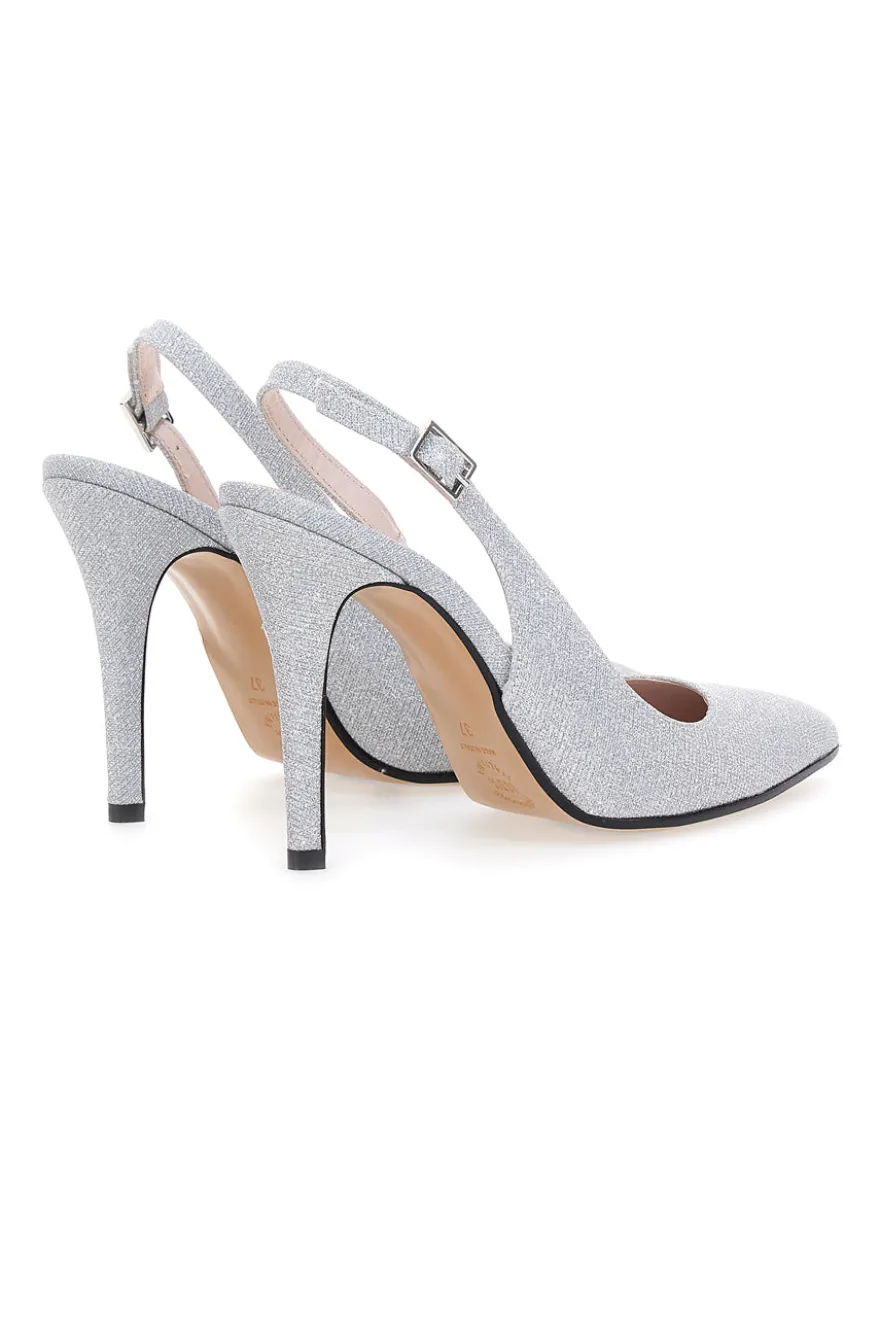 Slingback argento glitter con tacco alto Pittarello Romantic 5425