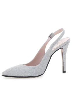 Slingback argento glitter con tacco alto Pittarello Romantic 5425