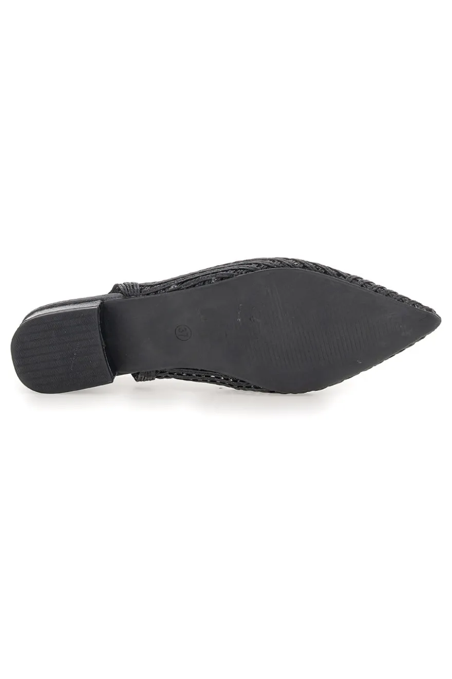 Slingback da donna nere traforate con tacco basso Le Havre GZ2405273