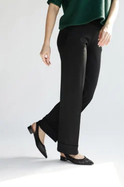 Slingback da donna nere traforate con tacco basso Le Havre GZ2405273