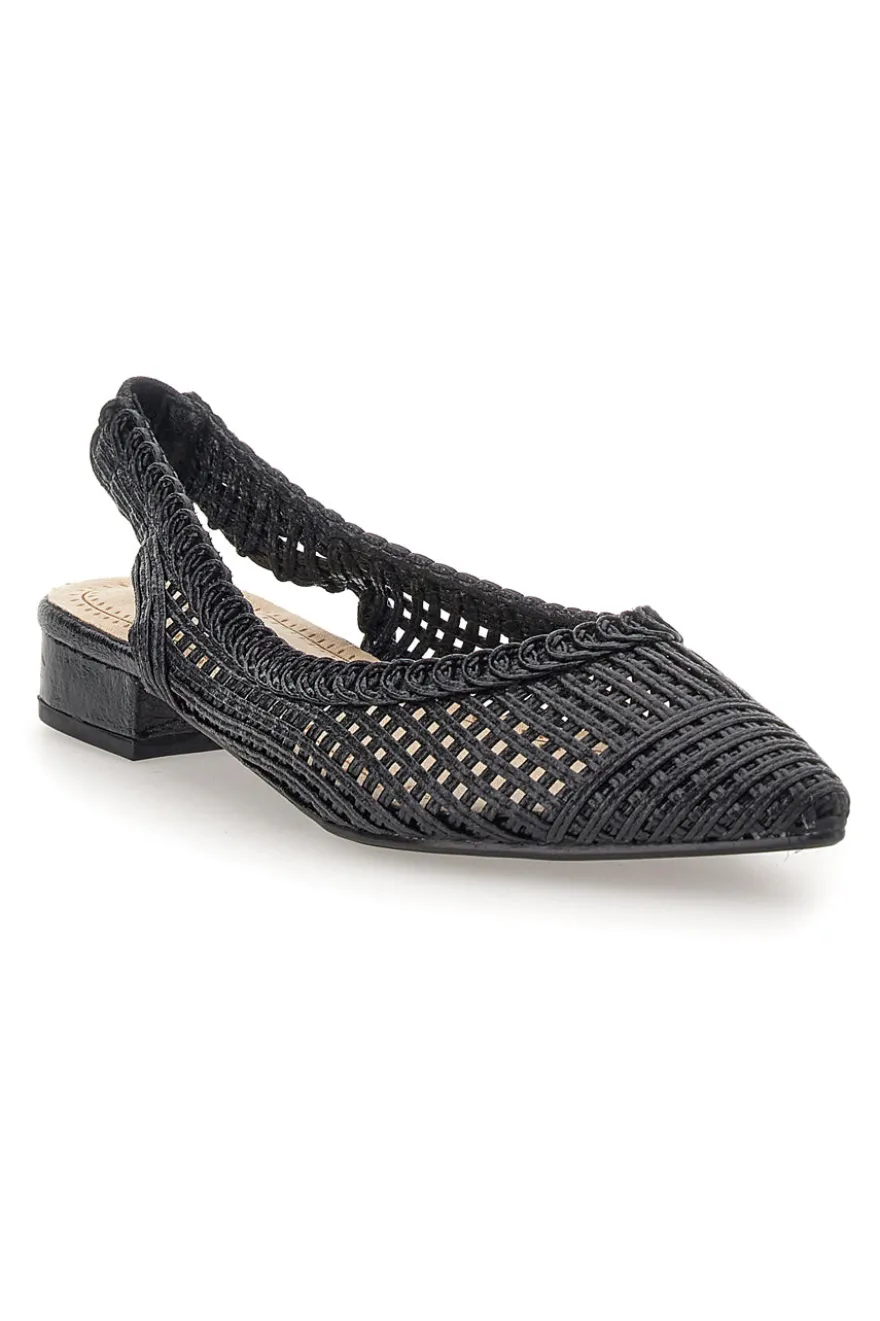 Slingback da donna nere traforate con tacco basso Le Havre GZ2405273