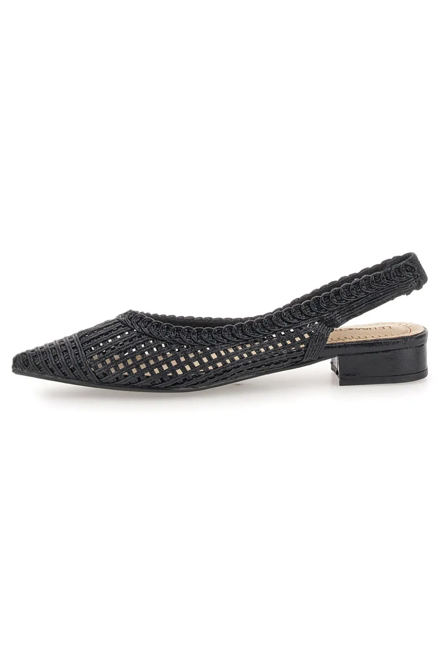 Slingback da donna nere traforate con tacco basso Le Havre GZ2405273
