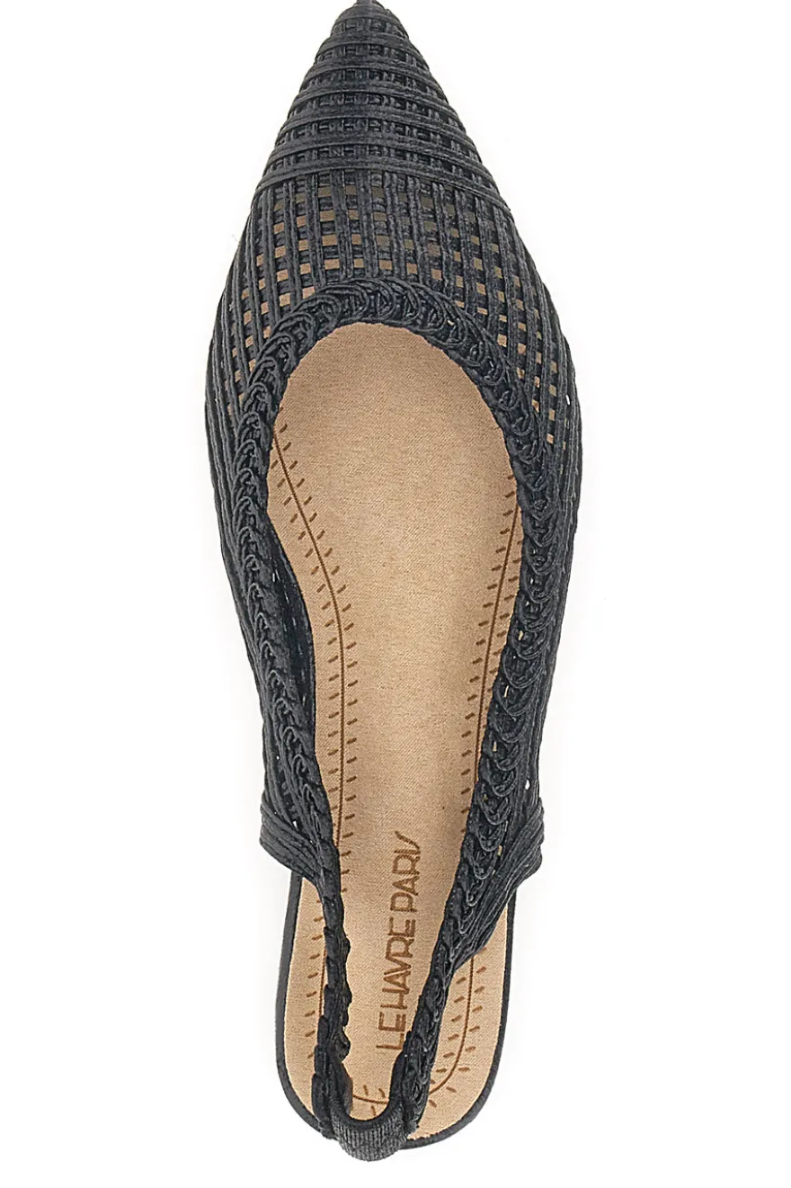 Slingback da donna nere traforate con tacco basso Le Havre GZ2405273