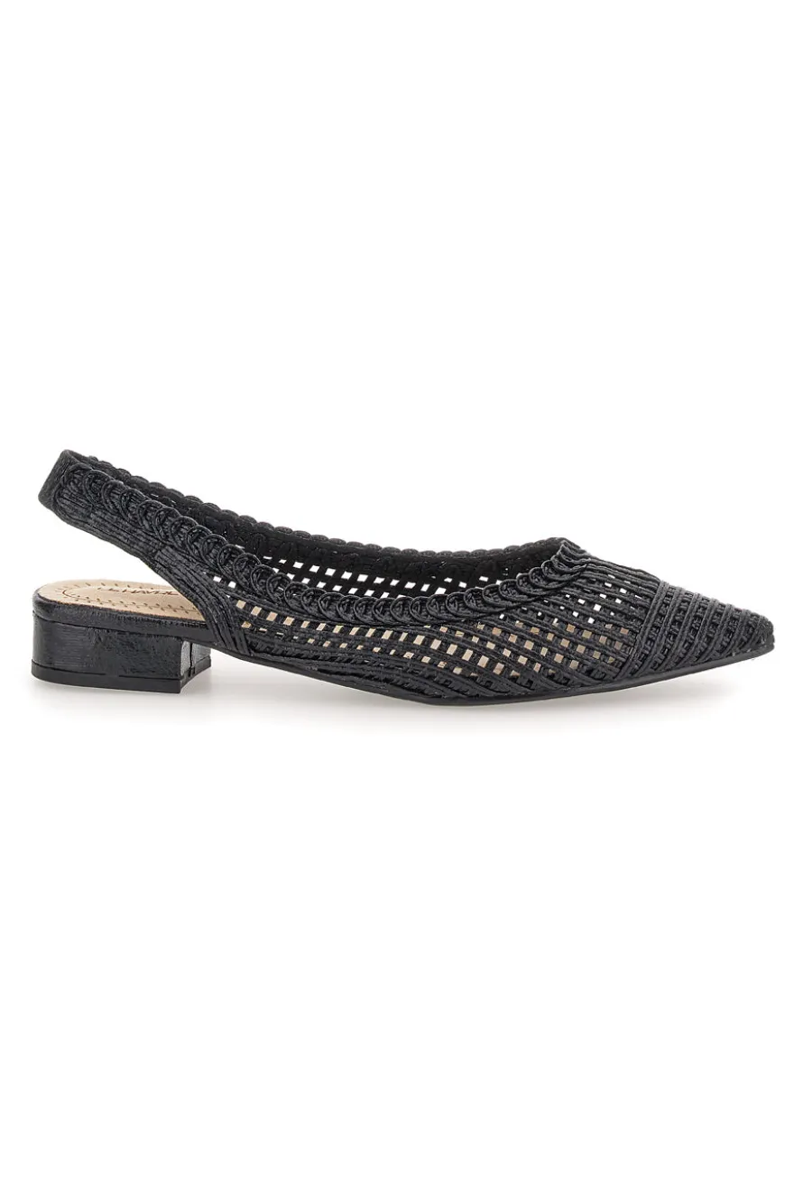 Slingback da donna nere traforate con tacco basso Le Havre GZ2405273