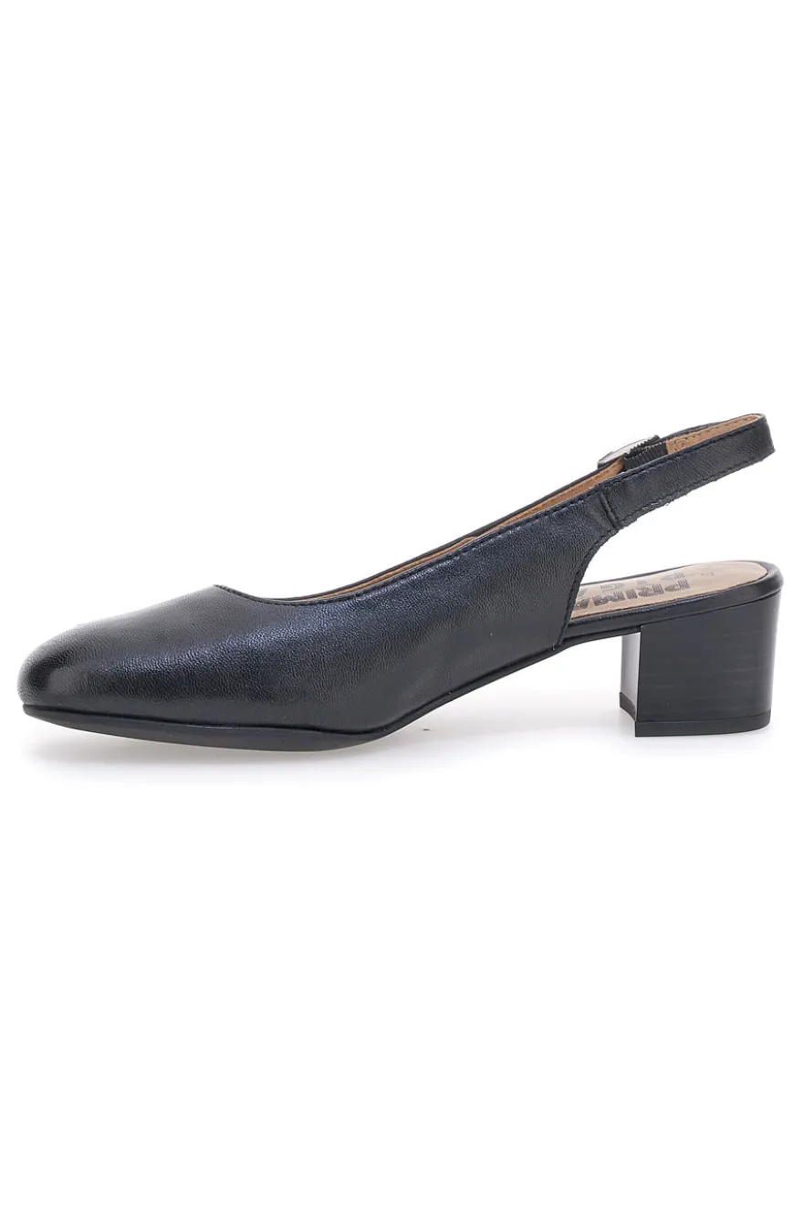 Slingback nere in vera pelle con tacco basso Prima riga 21684LIDY