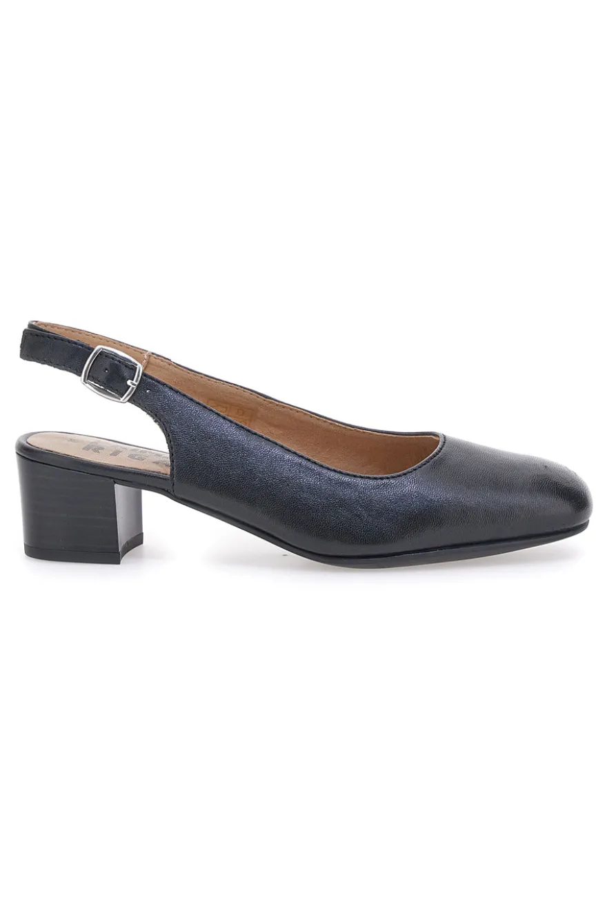 Slingback nere in vera pelle con tacco basso Prima riga 21684LIDY
