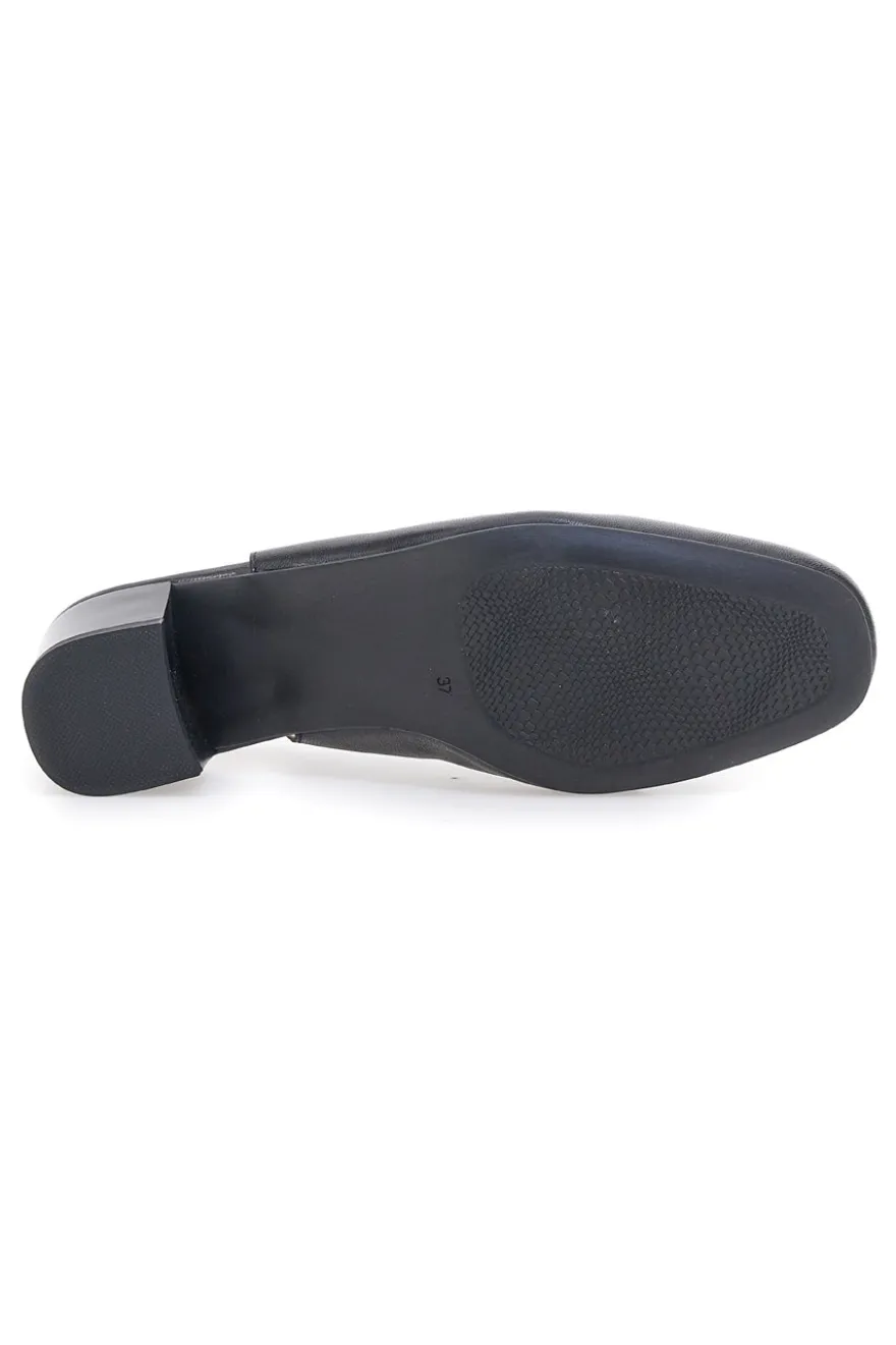 Slingback nere in vera pelle con tacco basso Prima riga 21684LIDY