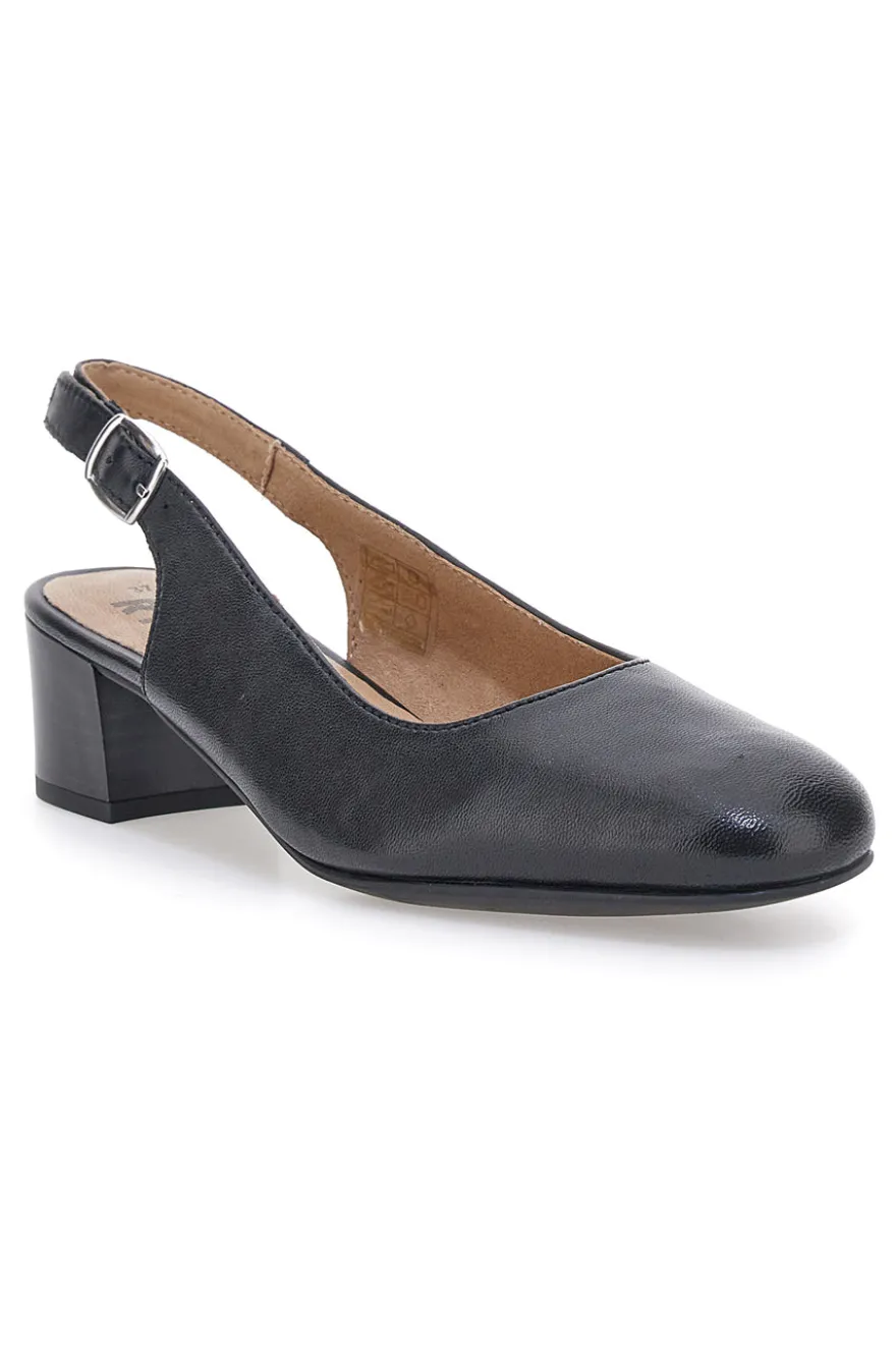 Slingback nere in vera pelle con tacco basso Prima riga 21684LIDY