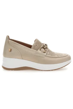 Slip on beige traforate con morsetto e zeppa Inblu 67IC