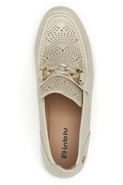 Slip on beige traforate con morsetto e zeppa Inblu 67IC