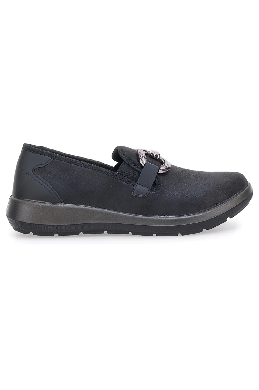 Slip on nere con accessorio decorativo Inblu 67 WG
