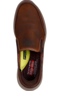 Slip-on marroni in pelle con Memory Foam Skechers Slade Cooper