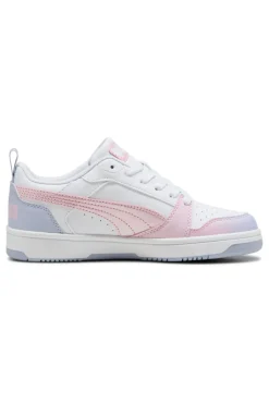 Snaakers Bianche e Dettagli Rosa e Lilla Puma Rebound V6 Lo Blurry Dreams Jr