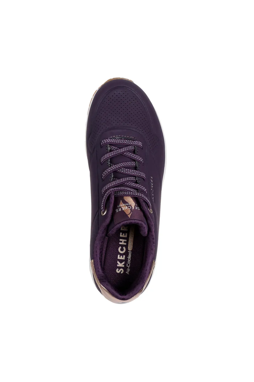 Sneackers viola con suola bianca e dettagli oro Skechers Uno - Shimmer Away