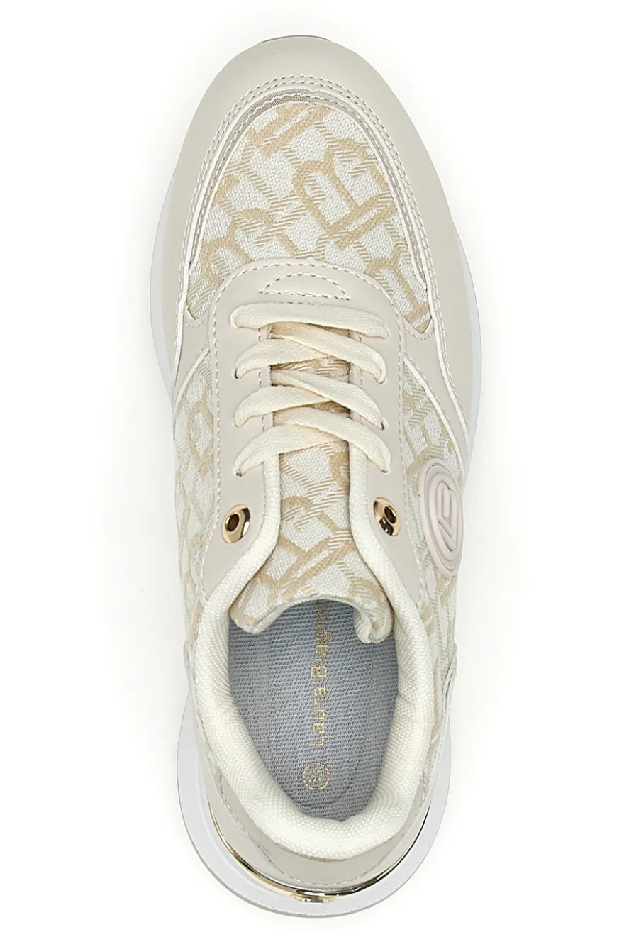 Sneaker beige con dettagli oro Laura Biagiotti 9625