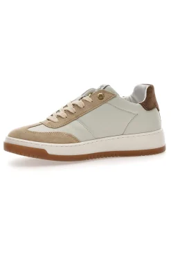 Sneaker beige in vera pelle con inserti bronzo Pittarello Capsule Grace