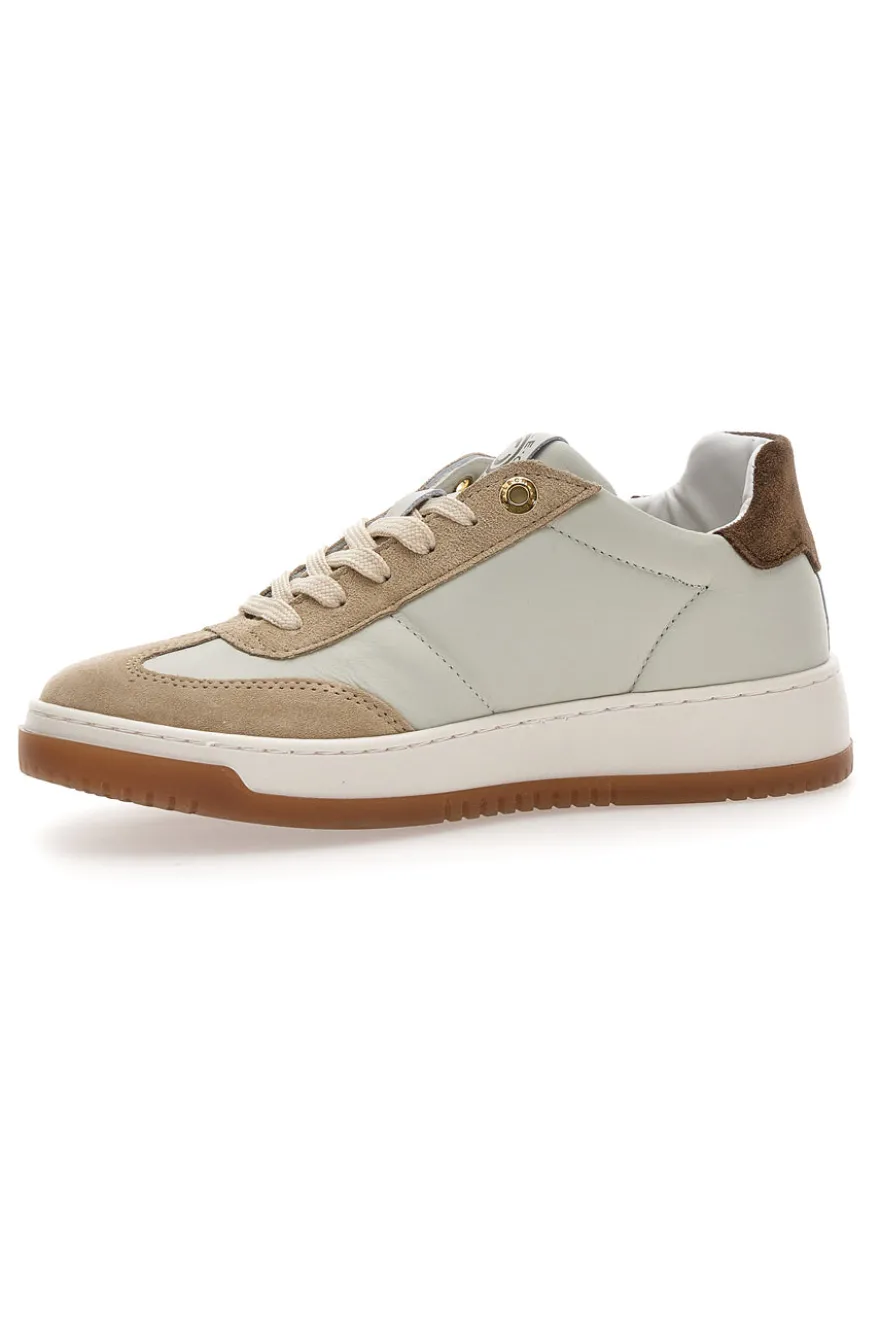 Sneaker beige in vera pelle con inserti bronzo Pittarello Capsule Grace