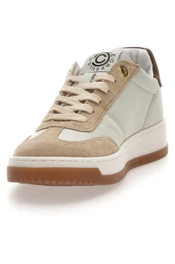 Sneaker beige in vera pelle con inserti bronzo Pittarello Capsule Grace