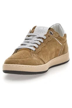 Sneaker beige in vera pelle con dettagli argento Pittarello Capsule Kelly
