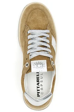 Sneaker beige in vera pelle con dettagli argento Pittarello Capsule Kelly