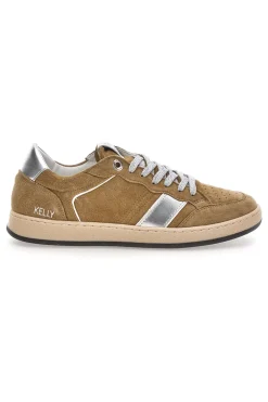 Sneaker beige in vera pelle con dettagli argento Pittarello Capsule Kelly