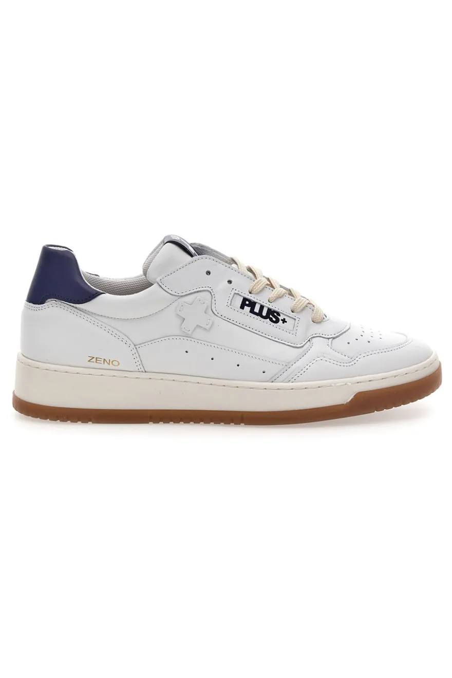 Sneaker bianca in vera pelle con dettagli blu Pittarello Plus S10