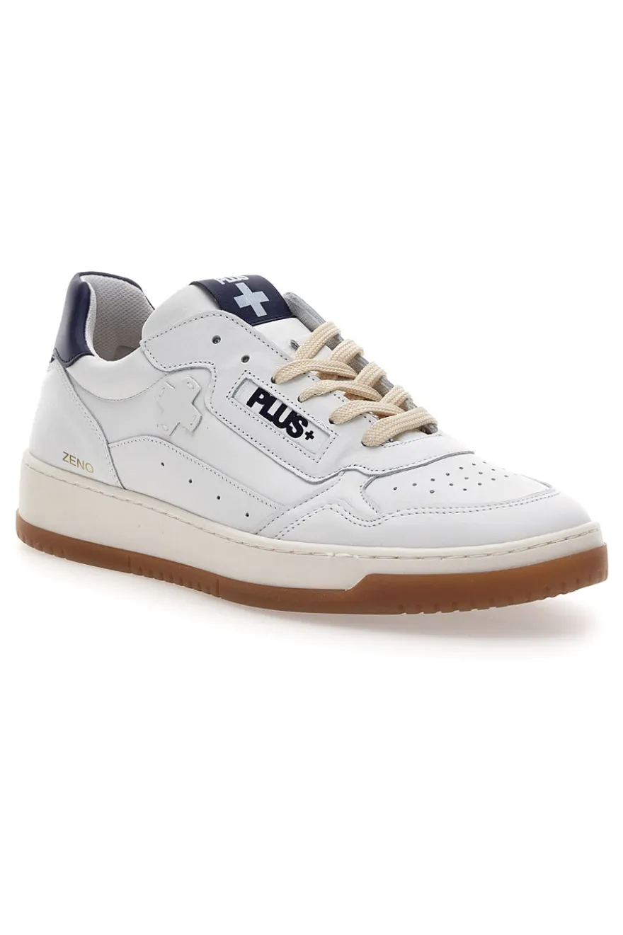 Sneaker bianca in vera pelle con dettagli blu Pittarello Plus S10