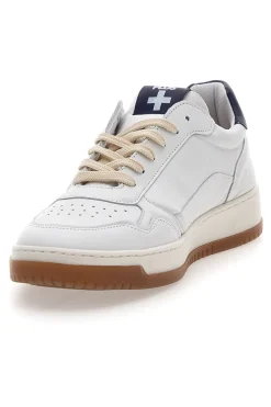 Sneaker bianca in vera pelle con dettagli blu Pittarello Plus S10
